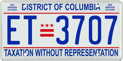 DC license plate ET3707