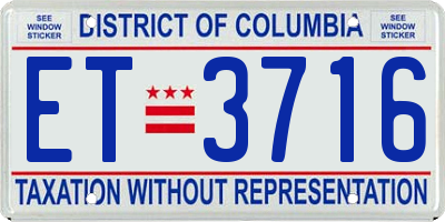 DC license plate ET3716