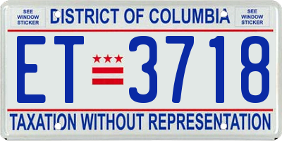 DC license plate ET3718