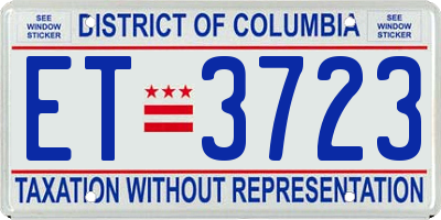 DC license plate ET3723