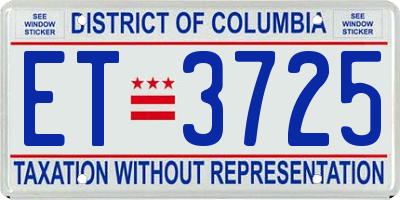 DC license plate ET3725