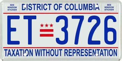 DC license plate ET3726
