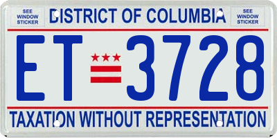 DC license plate ET3728