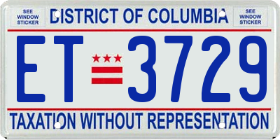 DC license plate ET3729