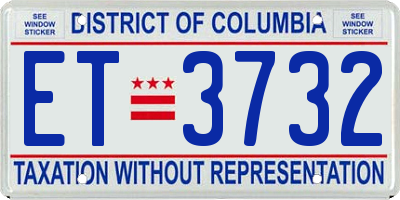 DC license plate ET3732