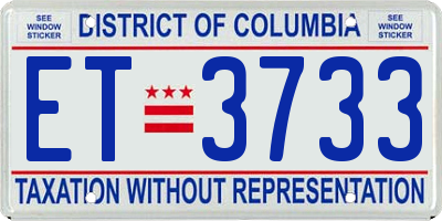 DC license plate ET3733