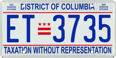 DC license plate ET3735