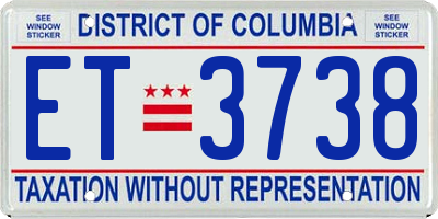 DC license plate ET3738