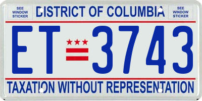 DC license plate ET3743