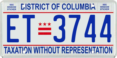 DC license plate ET3744