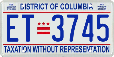 DC license plate ET3745