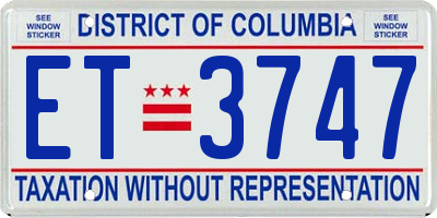 DC license plate ET3747