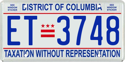 DC license plate ET3748