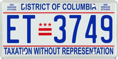 DC license plate ET3749