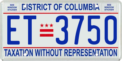 DC license plate ET3750