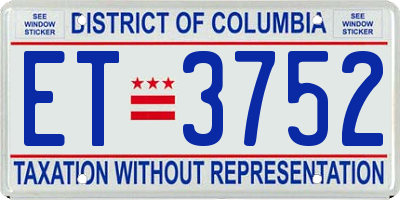 DC license plate ET3752