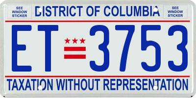 DC license plate ET3753