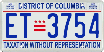 DC license plate ET3754