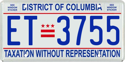 DC license plate ET3755