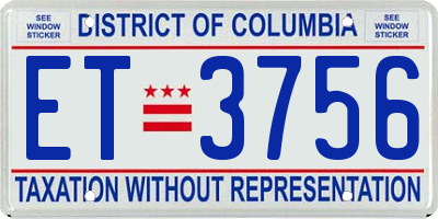 DC license plate ET3756