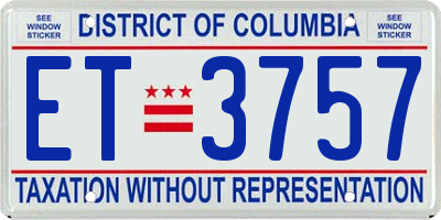 DC license plate ET3757