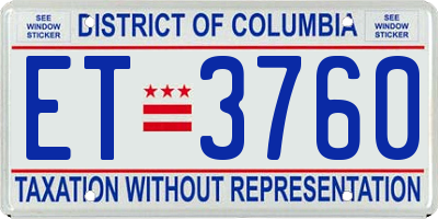 DC license plate ET3760
