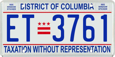 DC license plate ET3761