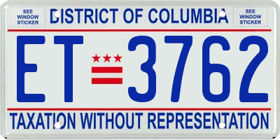 DC license plate ET3762