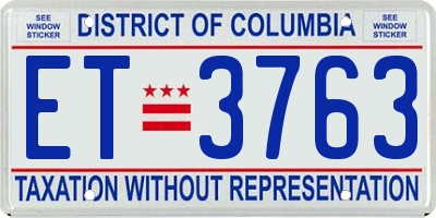 DC license plate ET3763