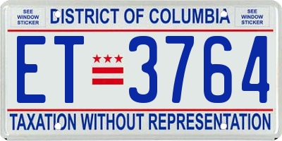 DC license plate ET3764
