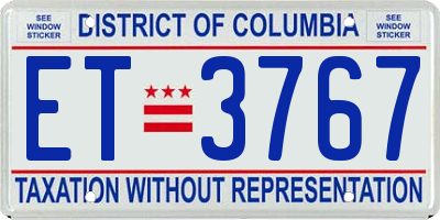 DC license plate ET3767