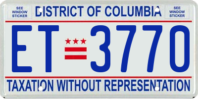 DC license plate ET3770