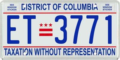 DC license plate ET3771
