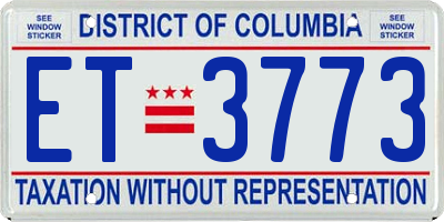 DC license plate ET3773