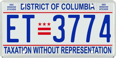 DC license plate ET3774