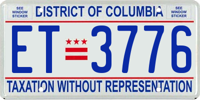 DC license plate ET3776