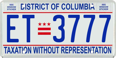 DC license plate ET3777