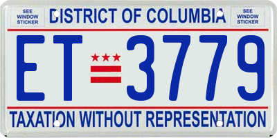DC license plate ET3779