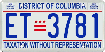 DC license plate ET3781