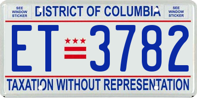 DC license plate ET3782
