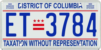 DC license plate ET3784