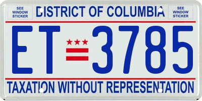 DC license plate ET3785