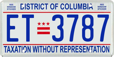 DC license plate ET3787
