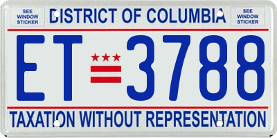 DC license plate ET3788