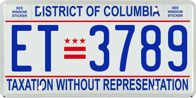 DC license plate ET3789