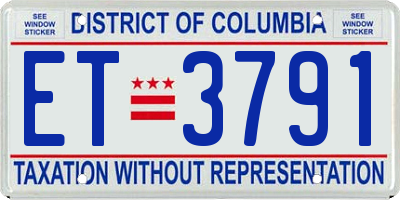 DC license plate ET3791