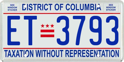 DC license plate ET3793
