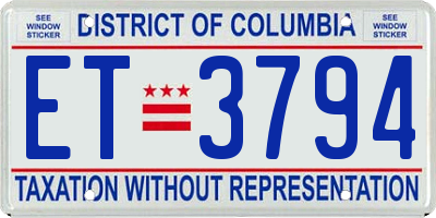 DC license plate ET3794