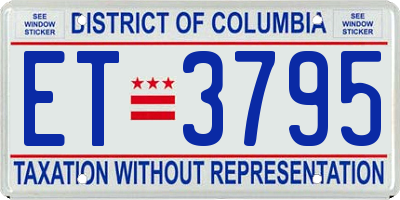 DC license plate ET3795