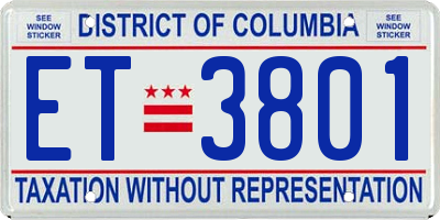 DC license plate ET3801